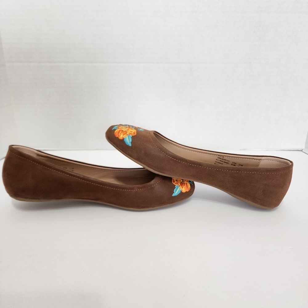 The Pioneer Woman Brown Floral Embroidered Ballet Flats US 10M EUC - Picture 5 of 12